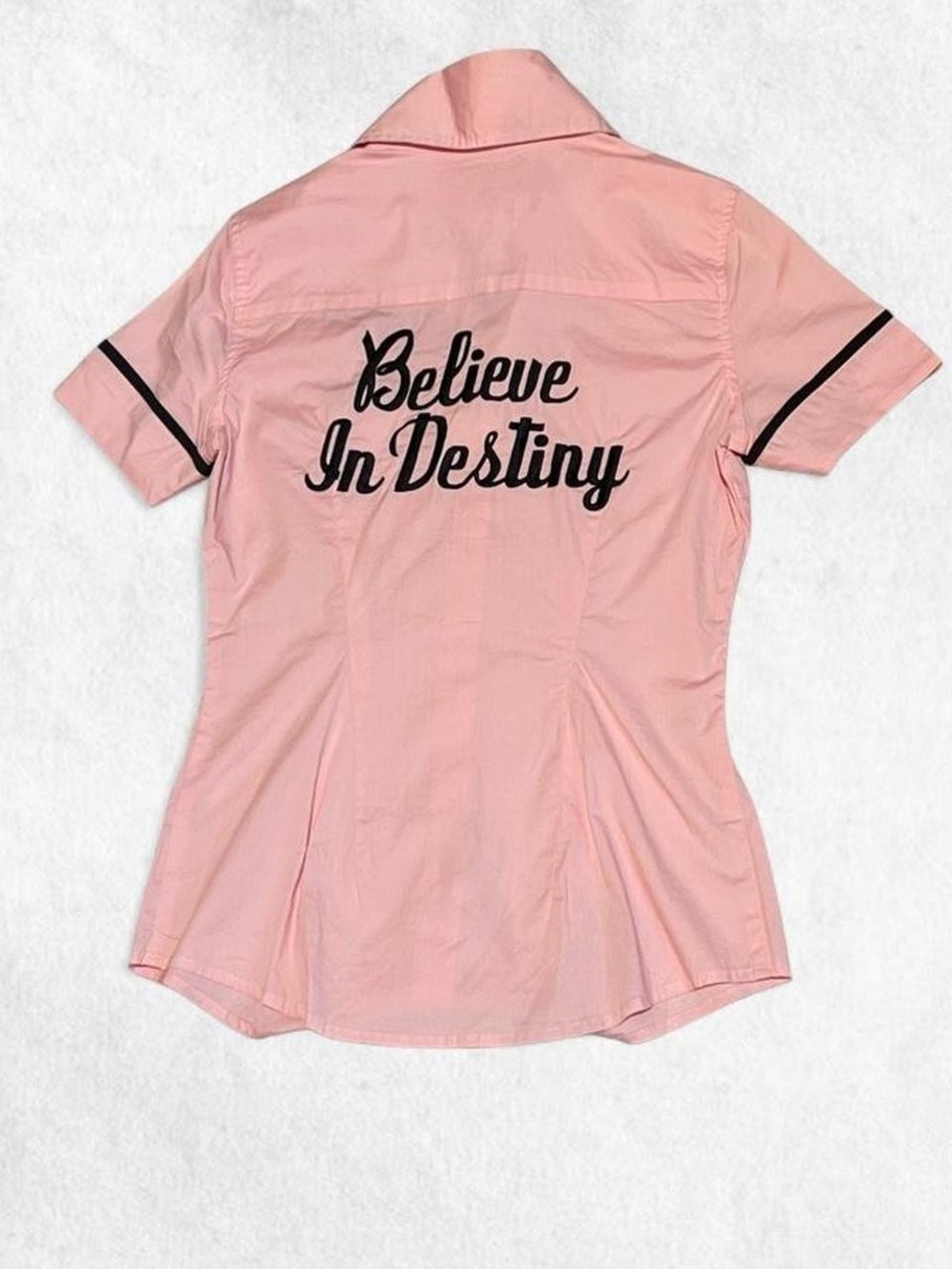 🎳 SLY Japan Jenny bowling shirt with bowling pin buttons 🎳 “Believe In Destiny